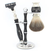 OBH Shaving Range 3 Edge Razor for Smooth Shaving - Black Synthetic